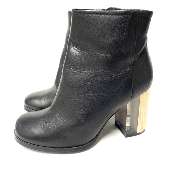 Miista Ali Black Ankle Boot Leather Wood Clear Block Heel Lucite Round T… - Picture 4 of 10